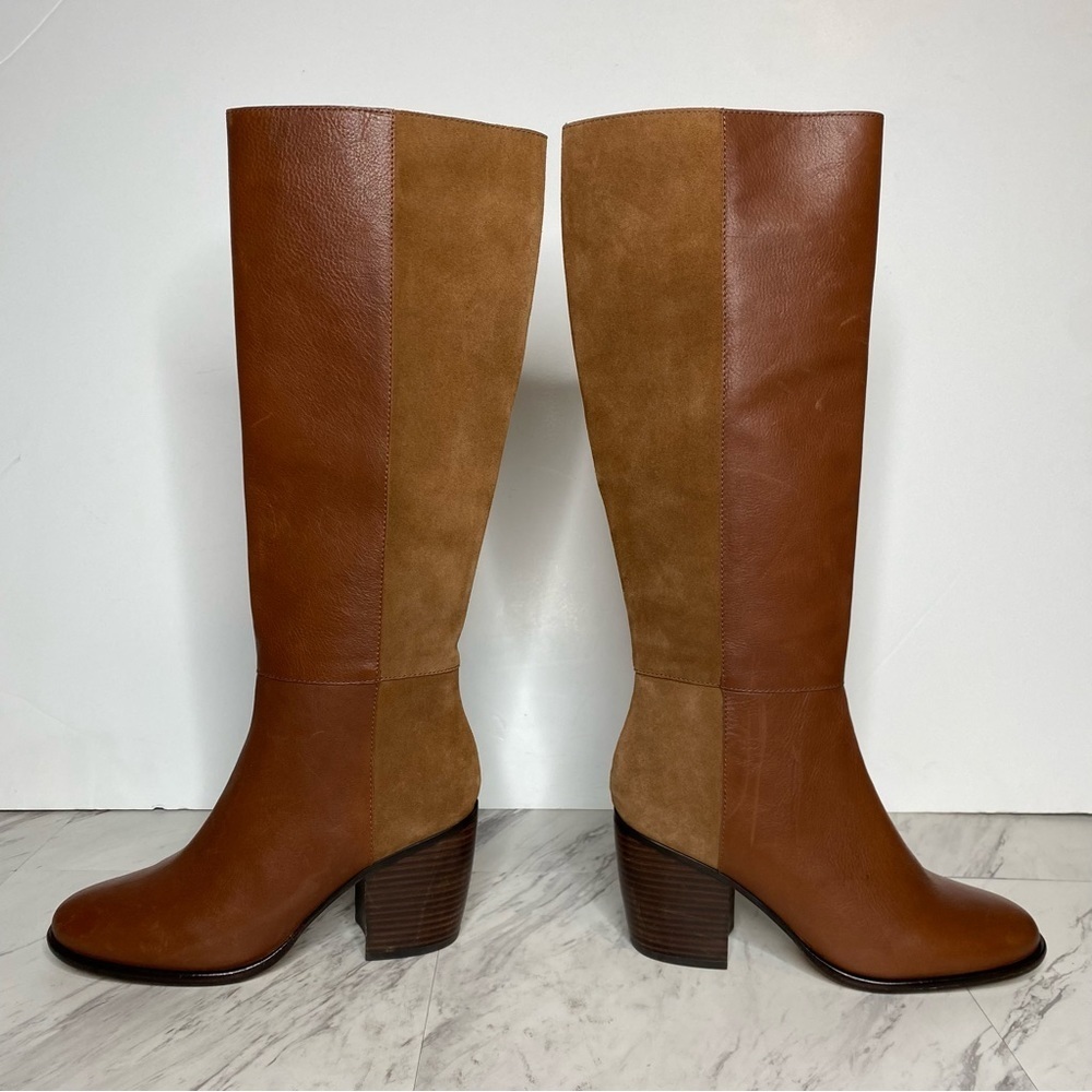 Paige Caroline Brown Leather Suede Heeled Knee High Boot 9 - Picture 10 of 16